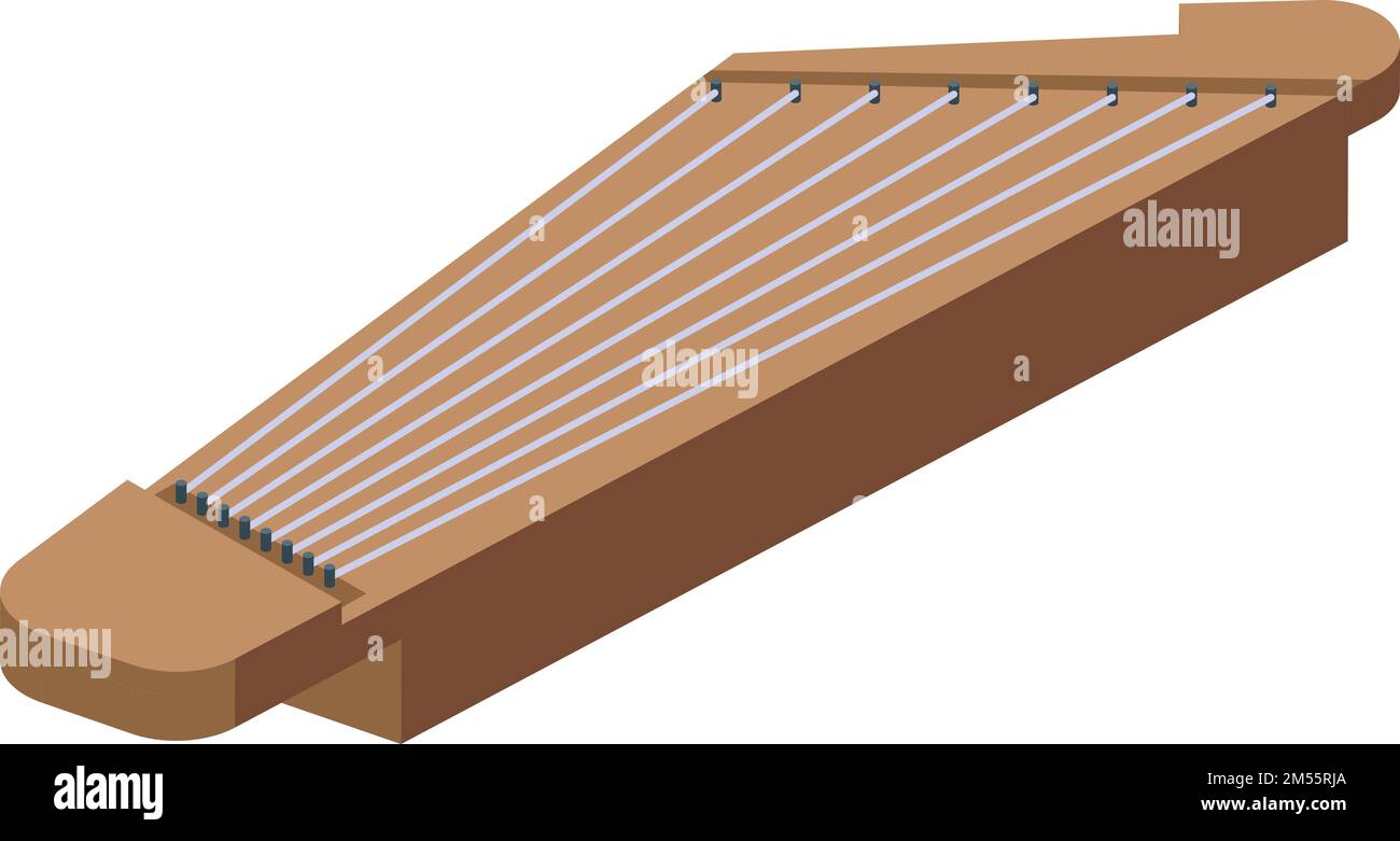 Kantele vettore isometrico Icon tradizionale. Gusli musica. Strumento folk Illustrazione Vettoriale