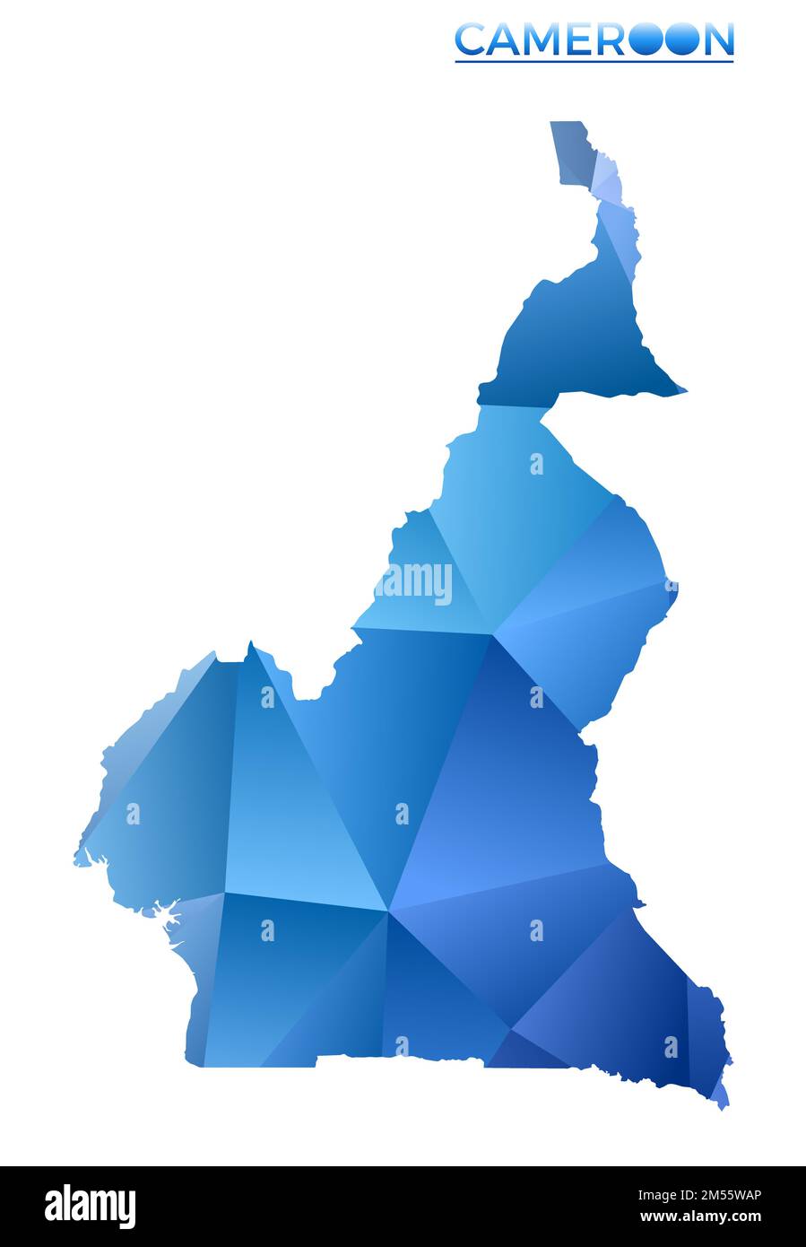 Mappa vettoriale poligonale del Camerun. Vivace campagna geometrica in basso stile poli. Potente illustrazione per le vostre infografiche. Illustrazione Vettoriale