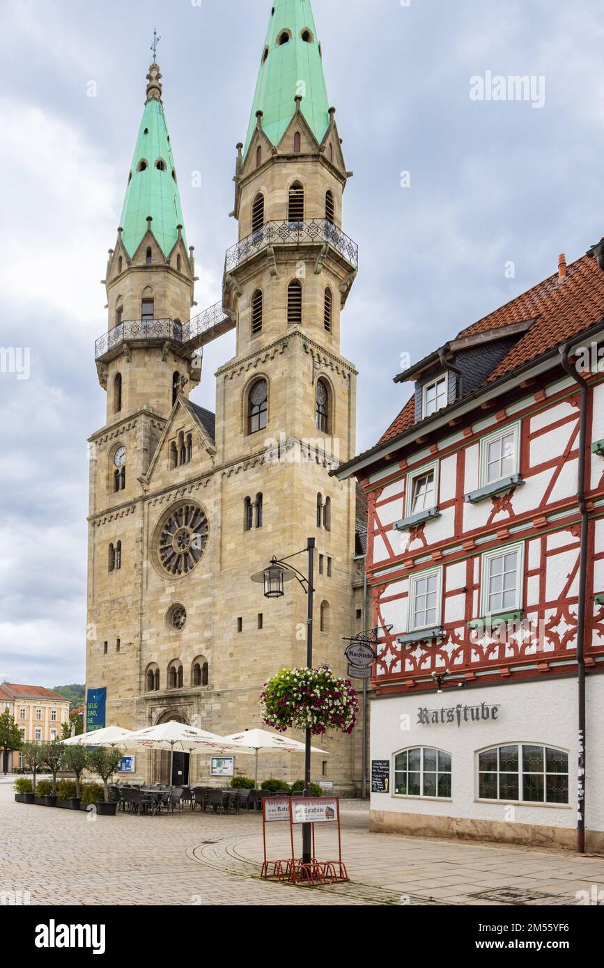 Meiningen, Germania - 15 settembre 2022: Paesaggio urbano della regione di Meiningen Franconia in Thuringen Germania Foto Stock