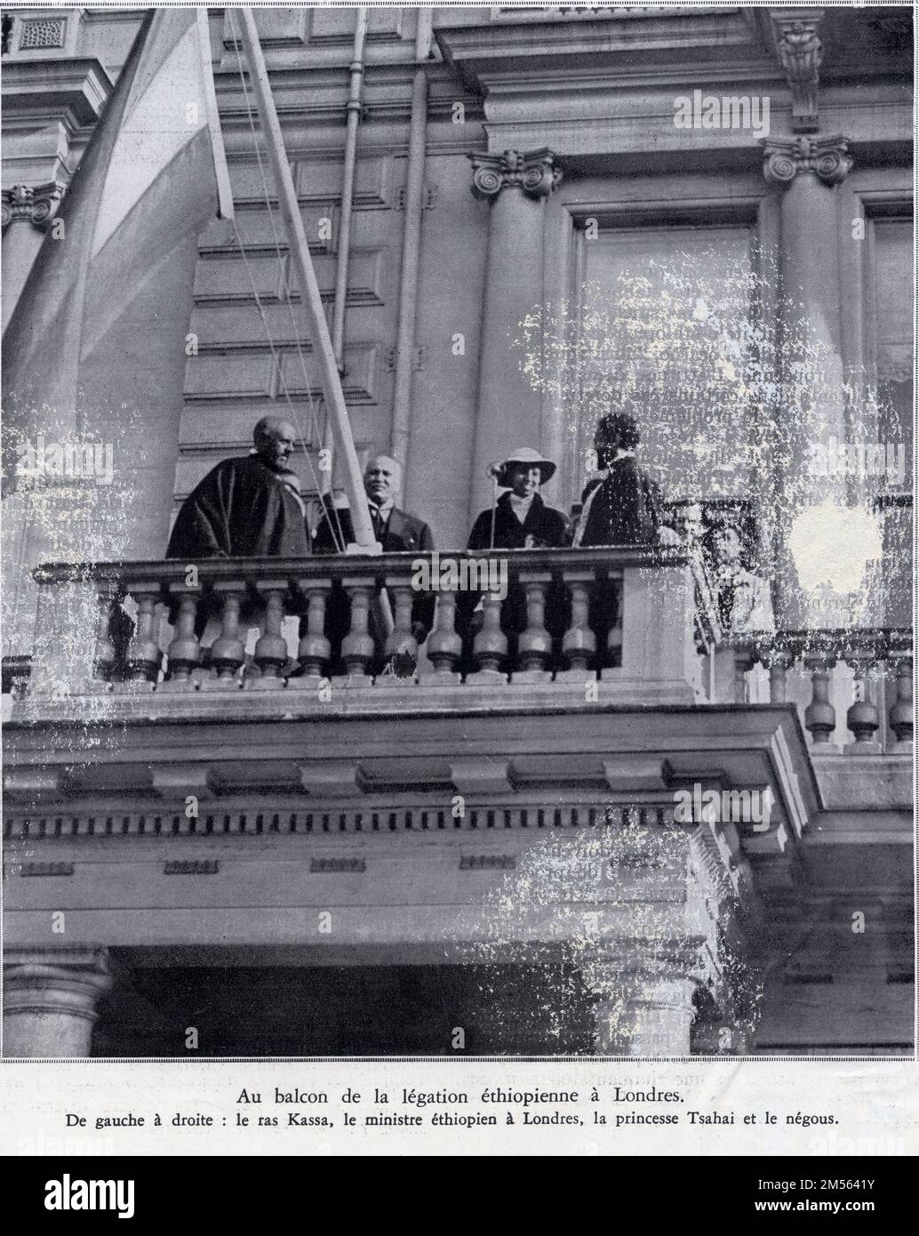 13 LUGLIO 1936. AU BALCON DE LA LÉGATION ÉTHIOPIENNE À LONDRES Foto Stock