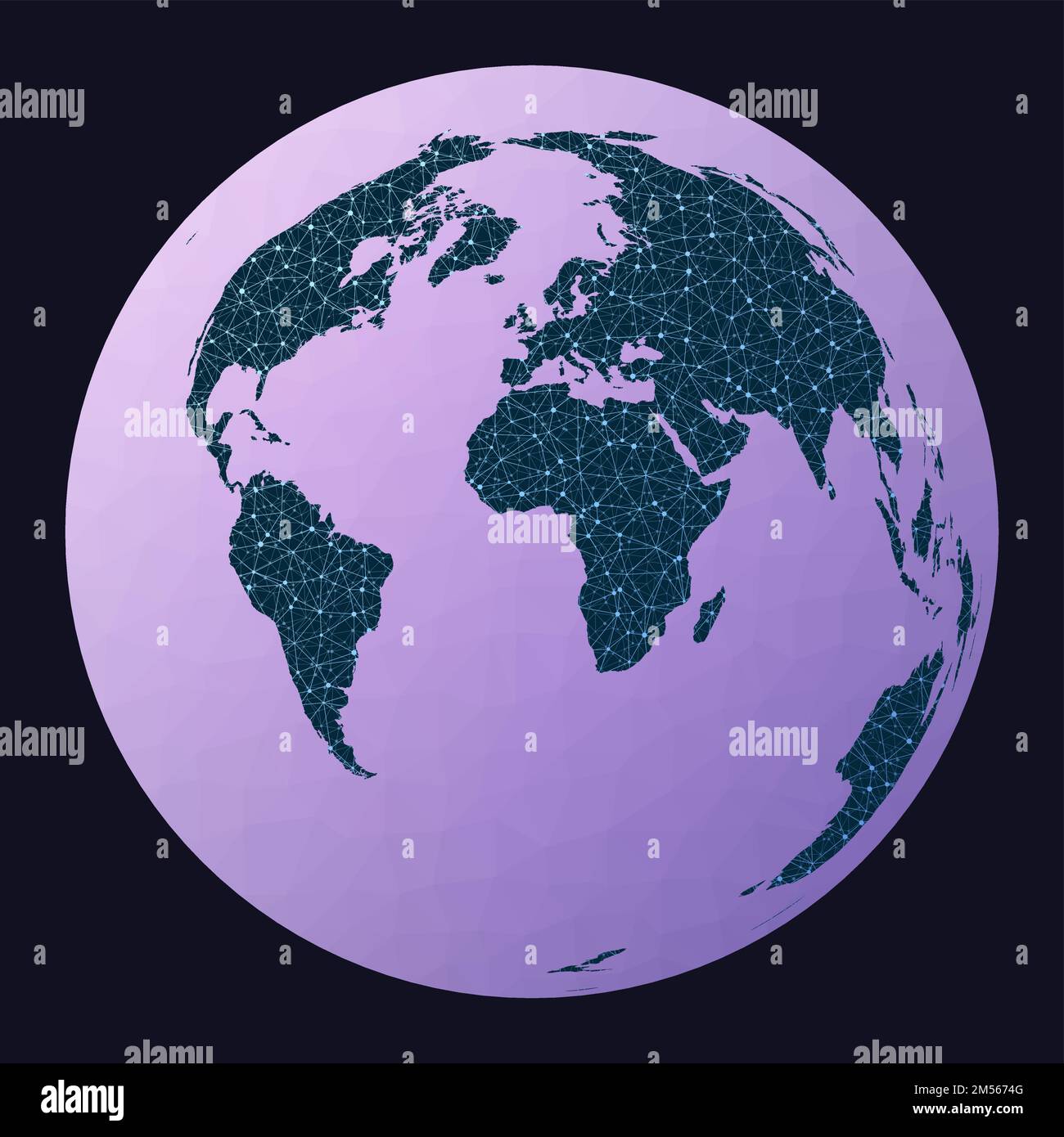 Mappa di e connessioni globali. Proiezione azimutale di area