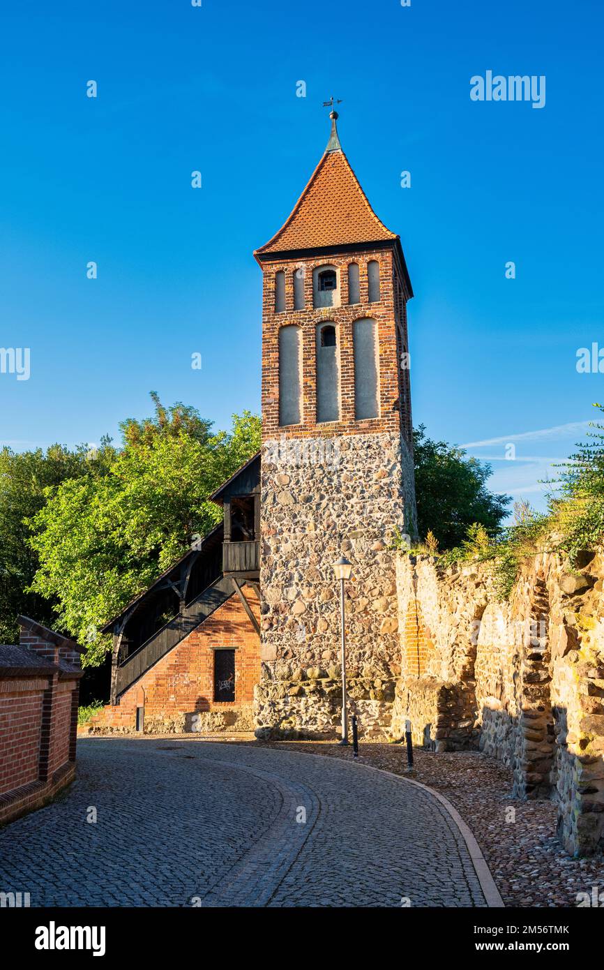 Torre del topo alle mura della città, Jüterbog, Brandeburgo, Germania Foto Stock