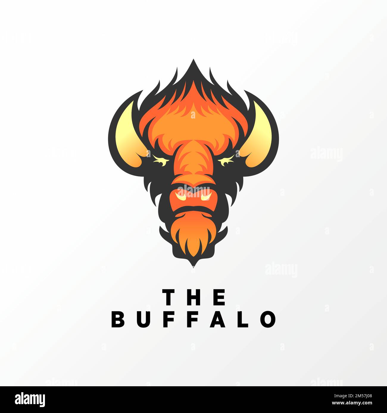 Semplice ed unica testa di bufalo in fierceness o rabbia immagine grafica icona logo design astratto concetto stock vettoriale. relativo all'animale o al carattere. Illustrazione Vettoriale