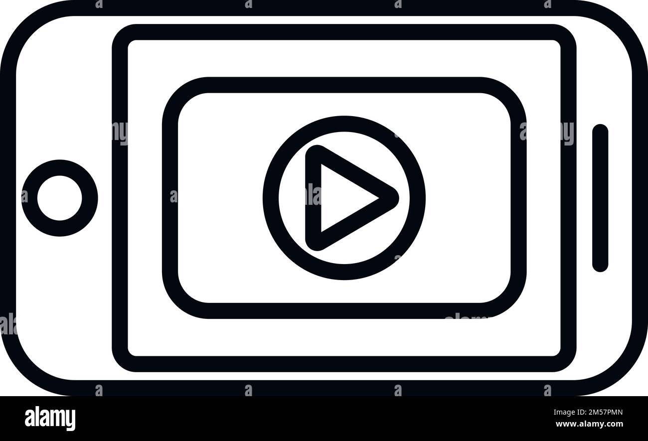 Video telefono marketing icona vettoriale contorno. Business digitale. Prezzo mobile Illustrazione Vettoriale