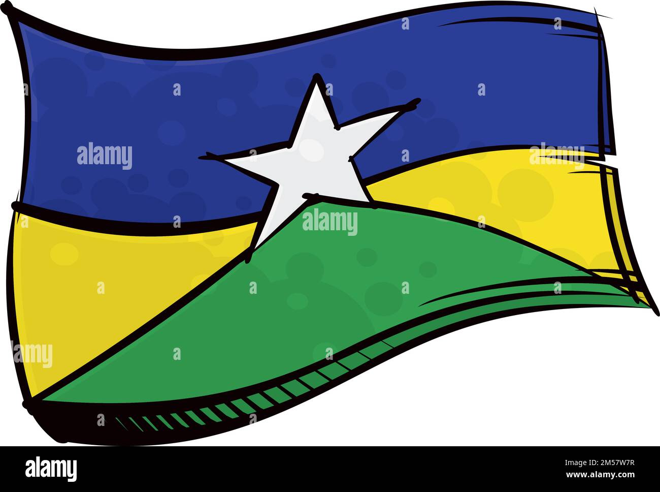 Bandiera di Rondonia dipinta che sventola nel vento Illustrazione Vettoriale