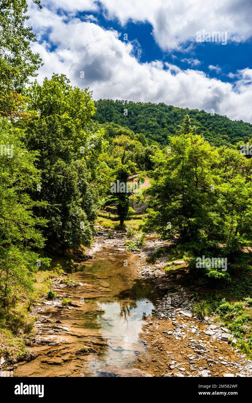 Paesaggio intorno a San Benedetto in Alpe, piccolo paese dell'Appennino tosco-emiliano, in provincia di Forlì-Cesena Foto Stock