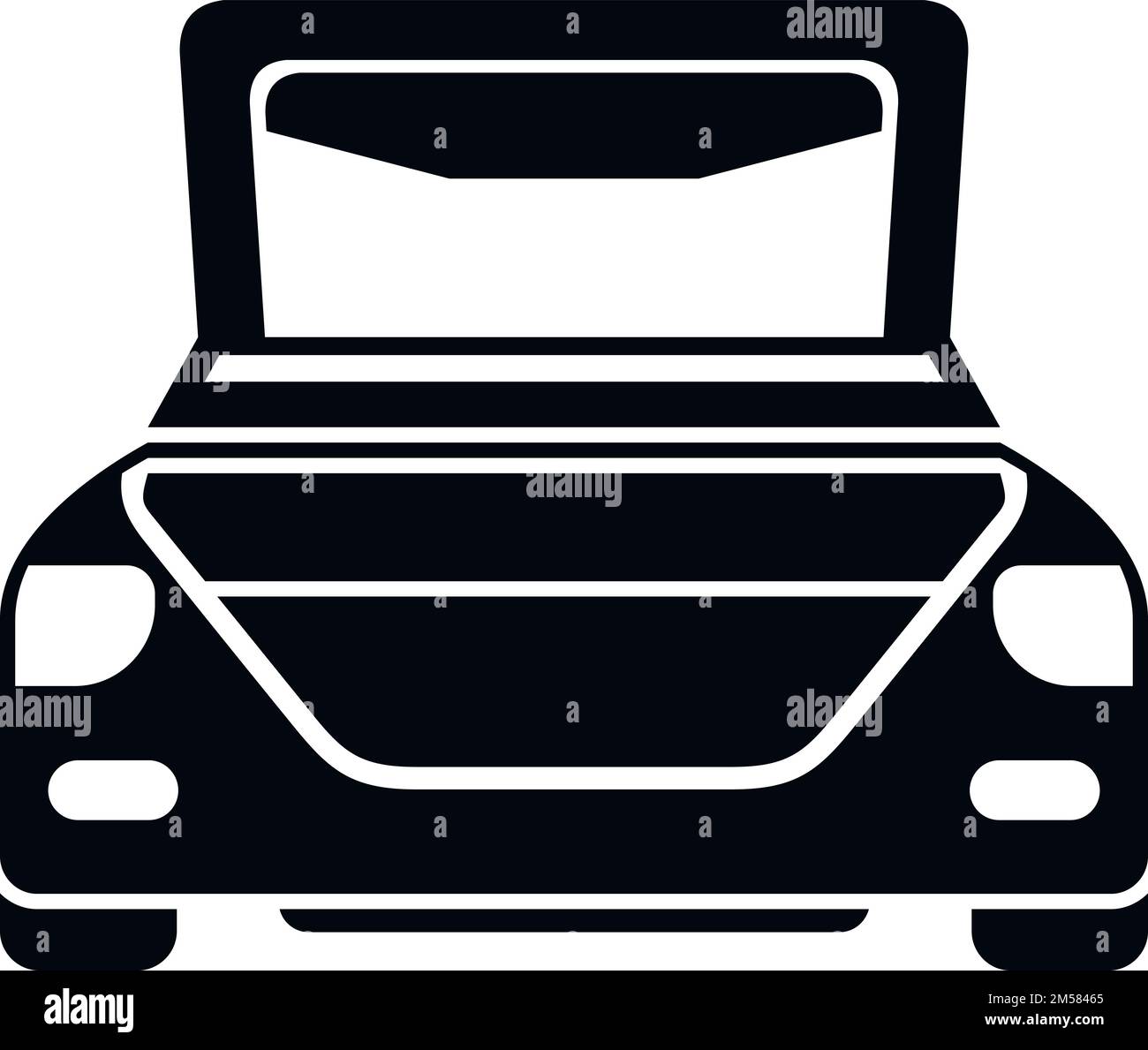 Preparare l'icona del bagagliaio dell'auto vettore semplice. Aprire il veicolo. Lato automatico Illustrazione Vettoriale