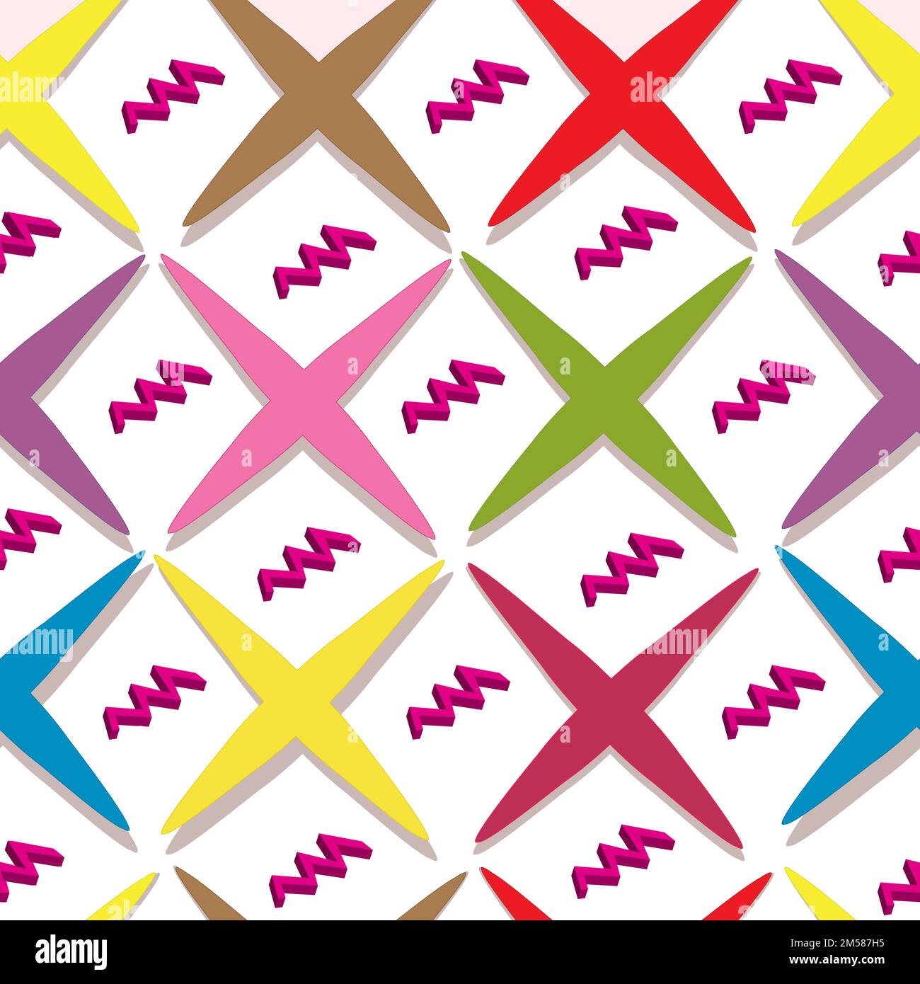 La progressiva astratto modello senza cuciture con 3d a zig zag e x forme; illustrazione vettoriale Illustrazione Vettoriale