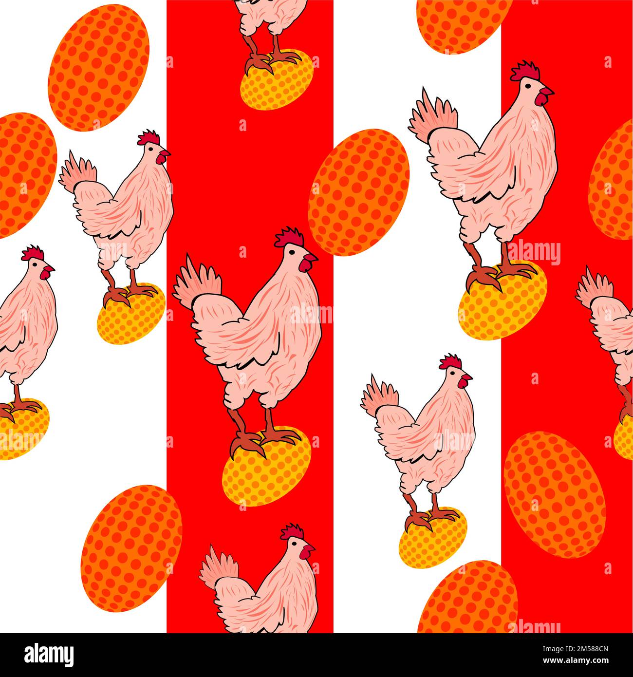 Modello senza cuciture con pollo e uova;illustrazione vettoriale; Illustrazione Vettoriale