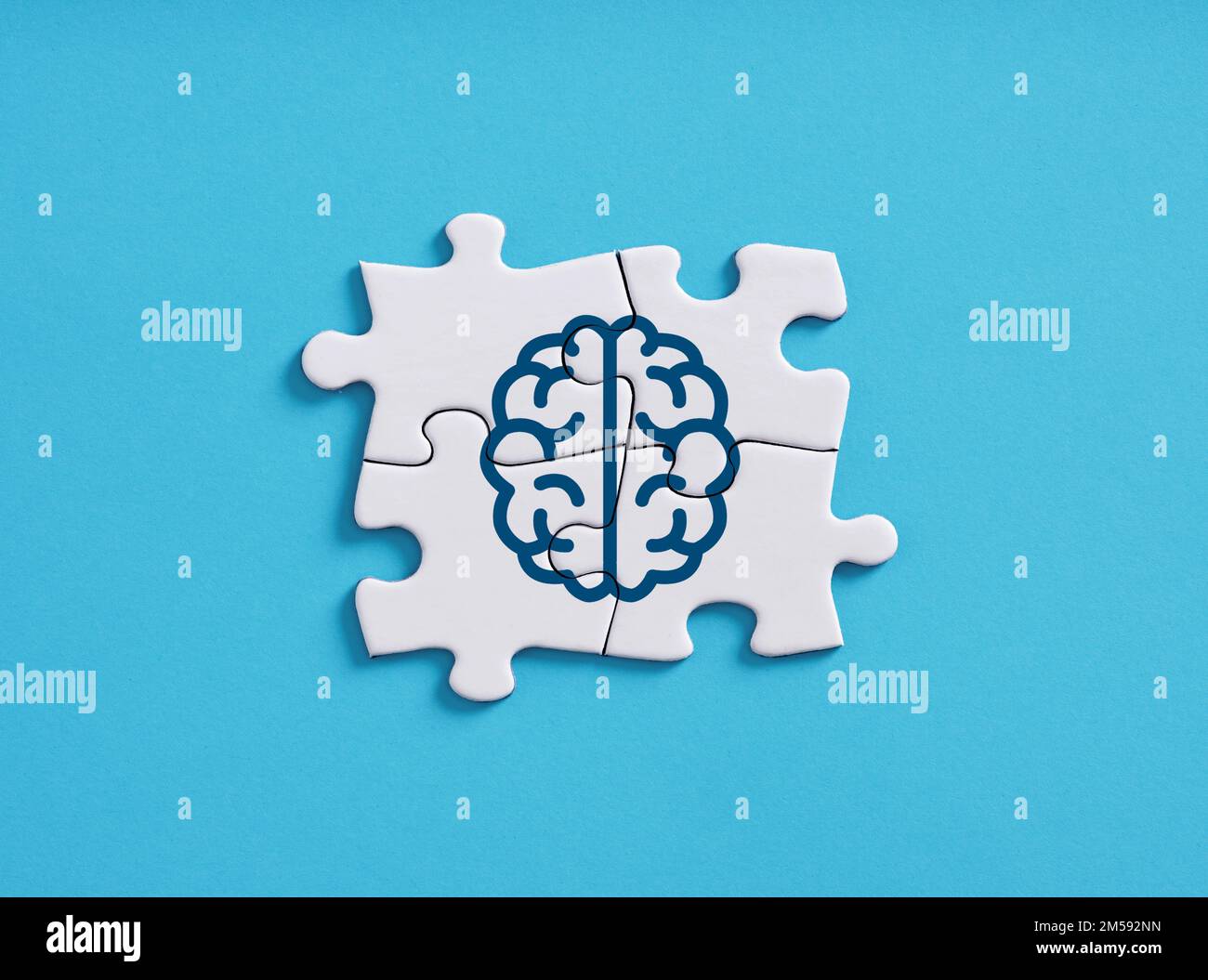 Connettività emisferi sinistro e destro del cervello. Cognizione umana, pensiero, problem solving e salute mentale. Simbolo del cervello umano sul seghetto alternativo collegato pu Foto Stock