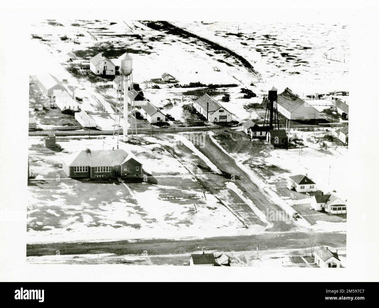 Edifici governativi. 1900 - 1960. Regione delle pianure centrali (Kansas City, Missouri). Stampa fotografica. Dipartimento dell'interno. Ufficio degli affari indiani. Ufficio dell'area di Aberdeen. Agenzia Fort Berthold. 1949-. Fotografie Foto Stock