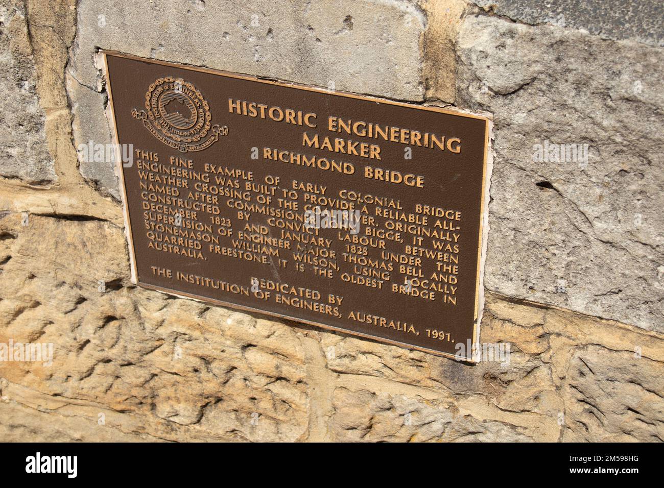 Richmond Bridge, al Richmond Village, Tasmania, Australia, questo è il ponte più antico dell'Australia, ancora in uso. Costruito nel 1823 Foto Stock