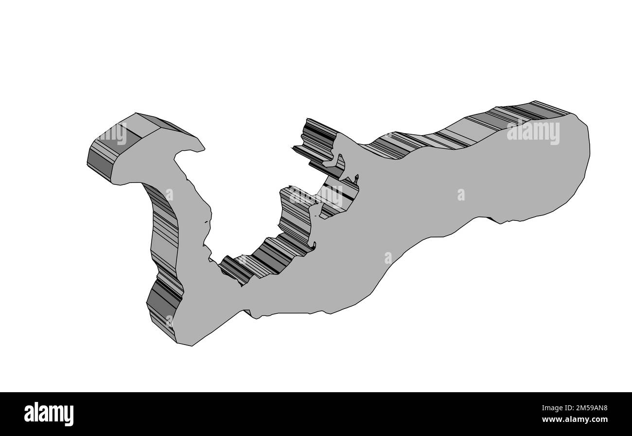 Mappa di silhouette del territorio britannico d'oltremare delle Isole Cayman in rilievo 3D su uno sfondo bianco Foto Stock