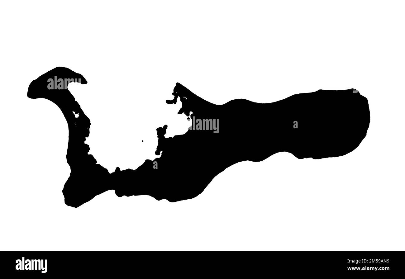 Mappa di silhouette del territorio britannico d'oltremare delle Isole Cayman su sfondo bianco Foto Stock