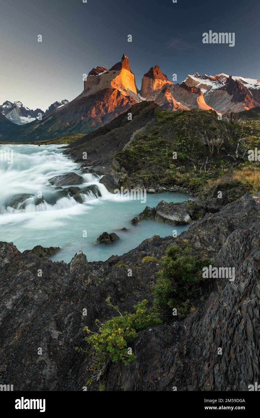 Im Torres del Paine Nationalpark a Süd-Patagonien, Cile. Foto Stock