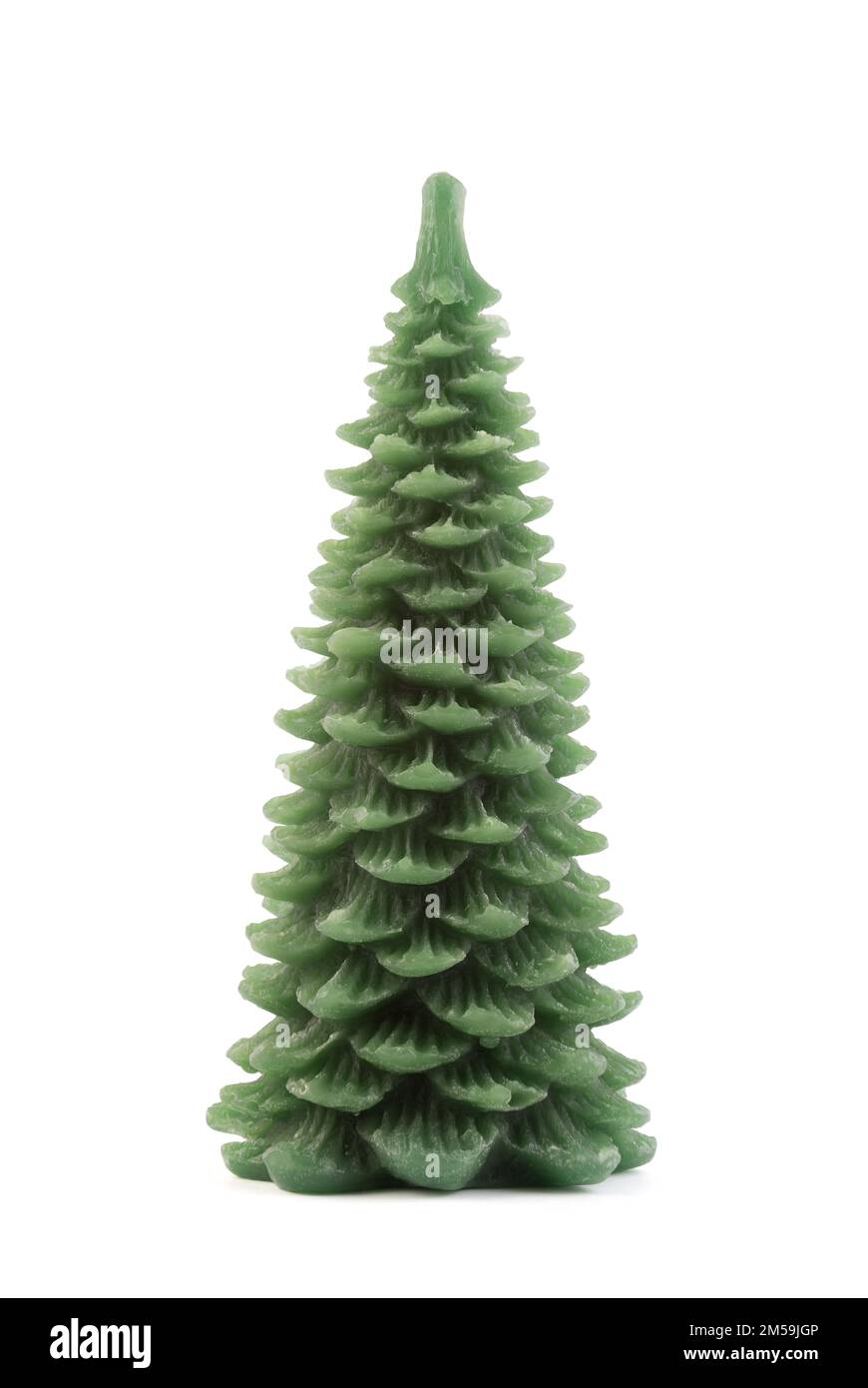 Statuetta verde albero di Natale isolata su sfondo bianco con percorso di ritaglio Foto Stock