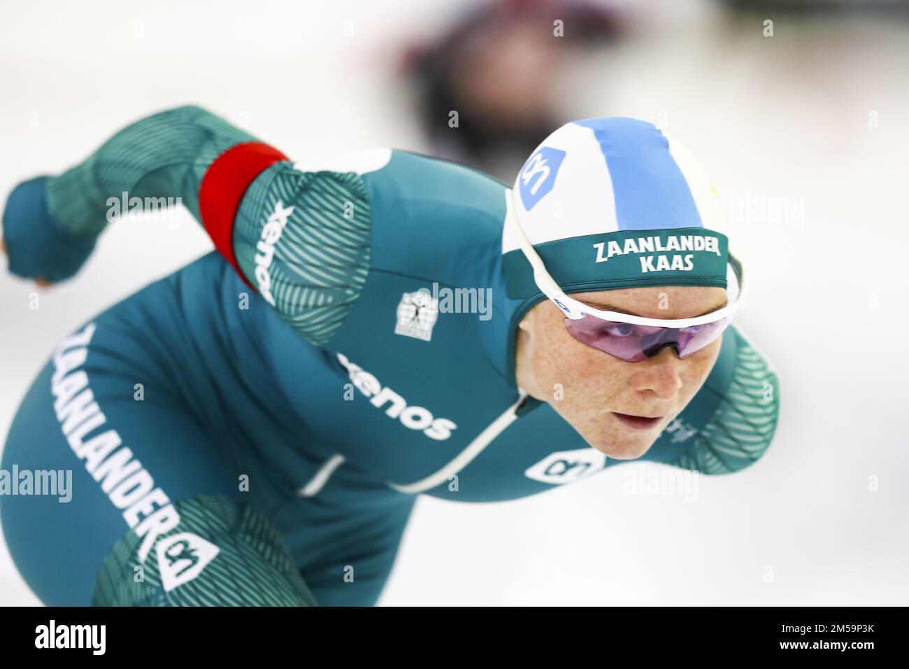 HERENVEEN - Marijke Groenewoud in azione sui 3000 metri durante la prima giornata del NK Allround. ANP VINCENT JANNINK Foto Stock