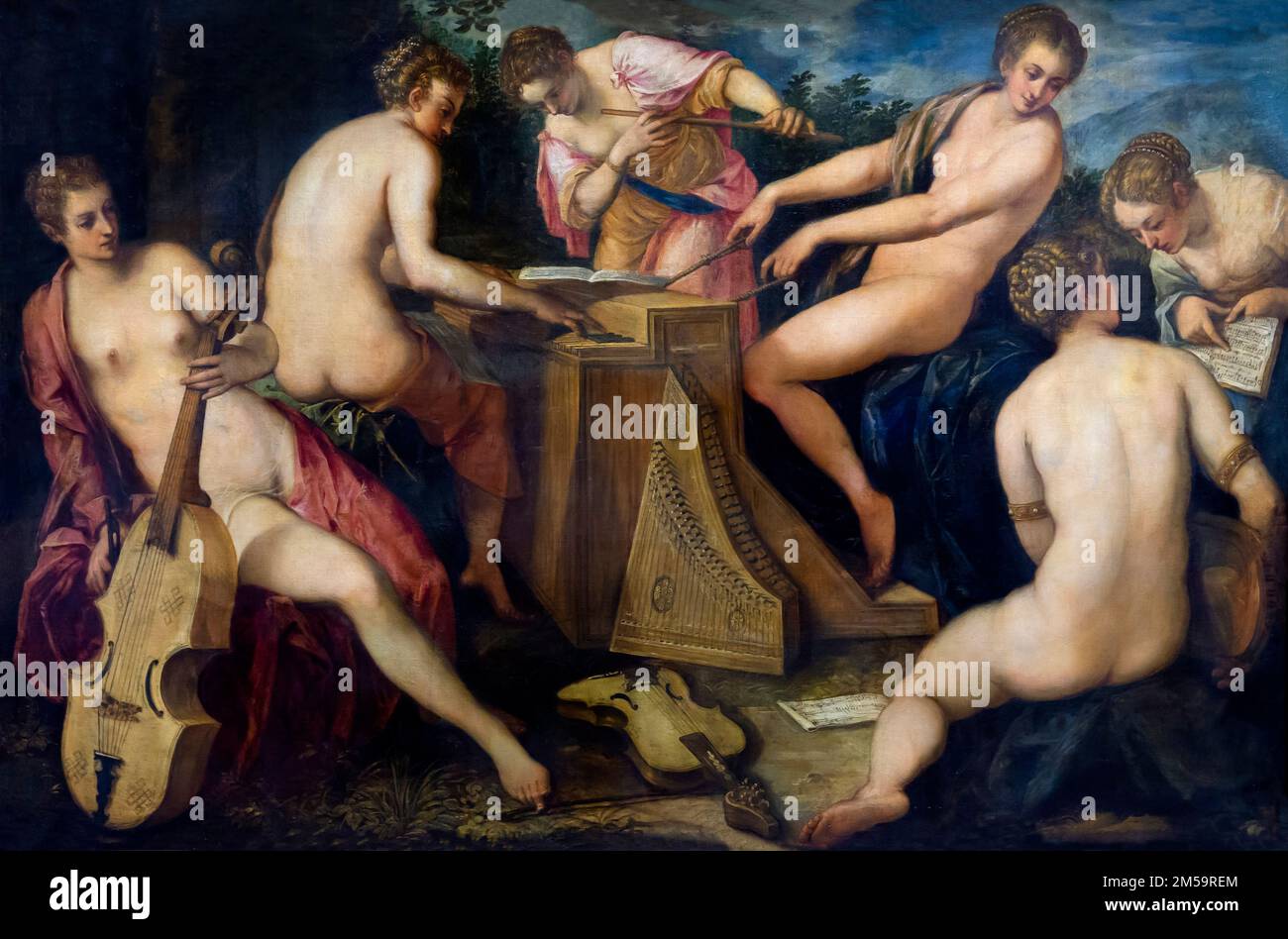 Women Making Music, Jacopo Tintoretto, dopo il 1566, Gemaldegalerie Alte Meister, Dresda, Germania, Europa Foto Stock