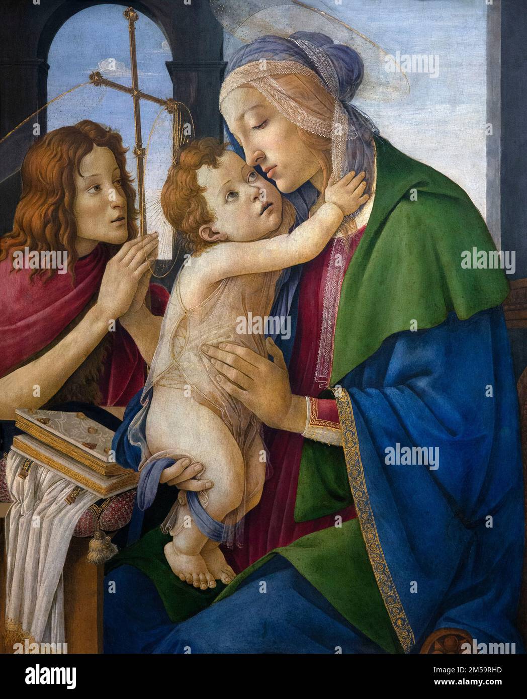 La Vergine col Bambino con il giovane San Giovanni Battista, Sandro Botticelli, circa 1495-1500, Gemaldegalerie Alte Meister, Dresda, Germania, Europa Foto Stock
