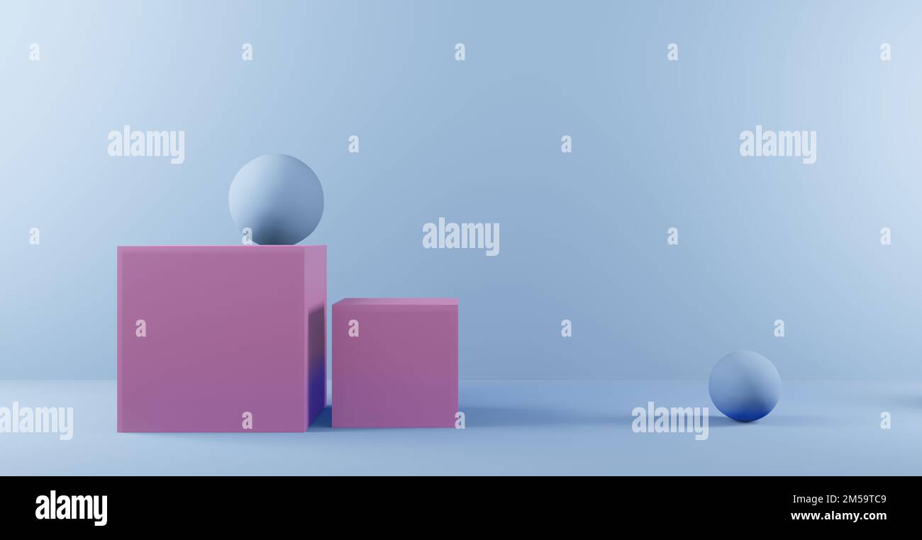 Modelli a piedistallo per scatole. Scenografia Studio per visualizzazione prodotto. Rendering 3D Foto Stock