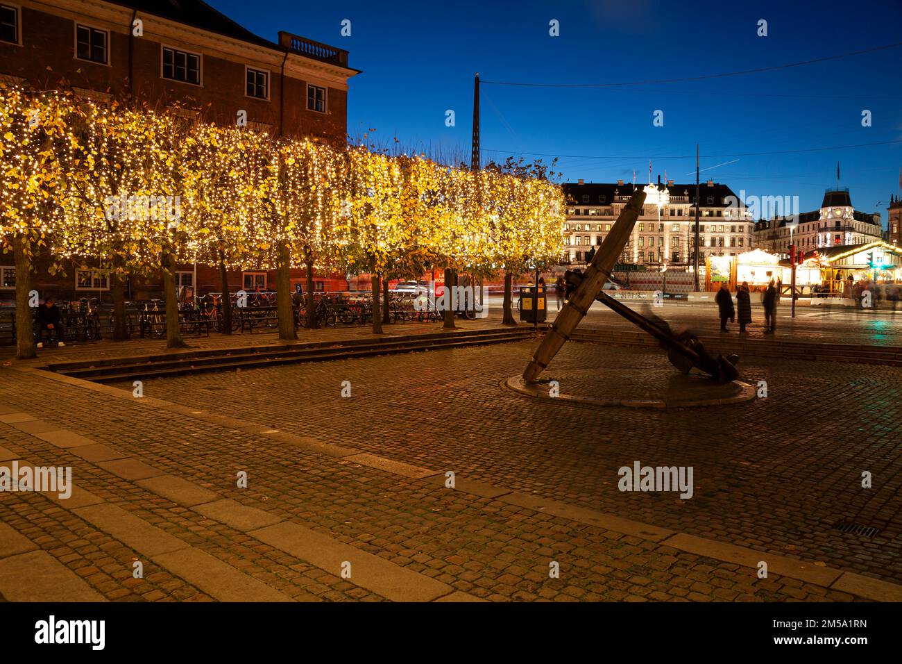 Mercatino di Natale , Nyhavn , porto di Copenaghen, Copenaghen, Danimarca, Europa Foto Stock