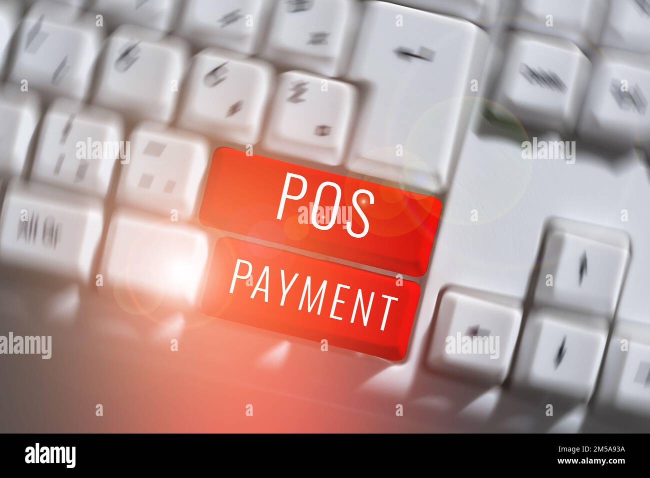 Scrittura a mano del testo pos pagamento. Il cliente di Internet Concept offre il pagamento in cambio di beni e servizi Foto Stock