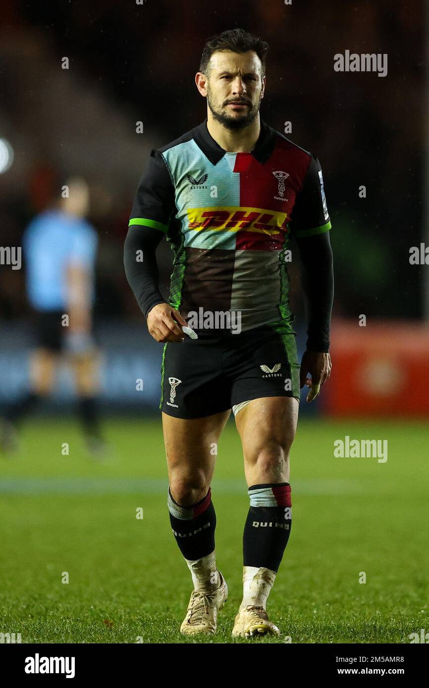 Danny Care of Harlequins durante la partita di premiership Gallagher Harlequins vs Bristol Bears a Twickenham Stoop , Londra, Regno Unito, 27th dicembre 2022 (Photo by Nick Browning/News Images) Foto Stock