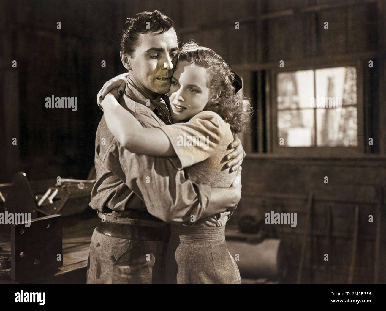 William Eythe, Barbara Britton, on-set of the Film, 'MR. Reckless', Paramount Pictures, 1948 Foto Stock