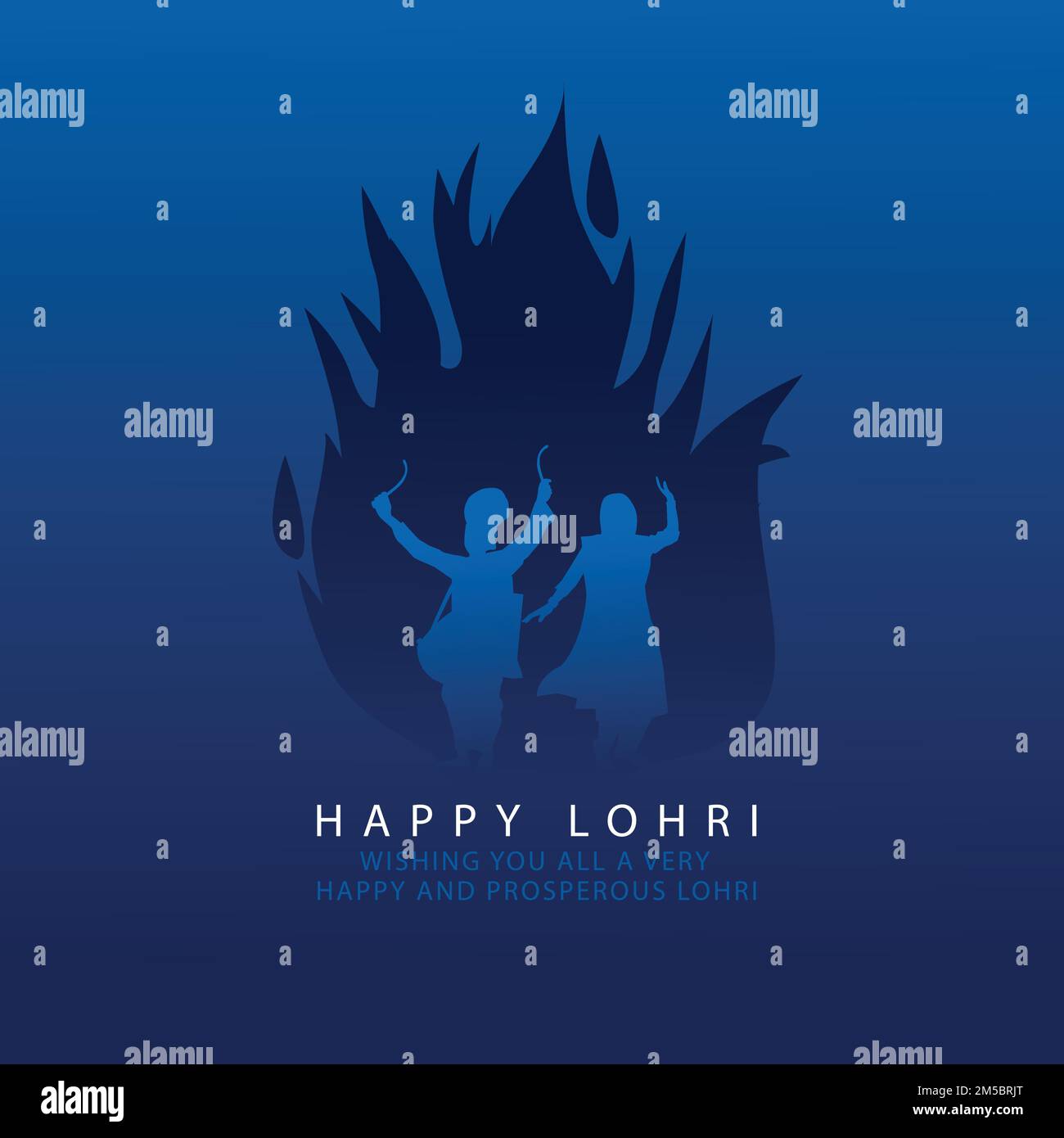 Felice Lohri con sfondo scuro Silhouette . Disegno grafico vettoriale astratto Illustrazione Vettoriale