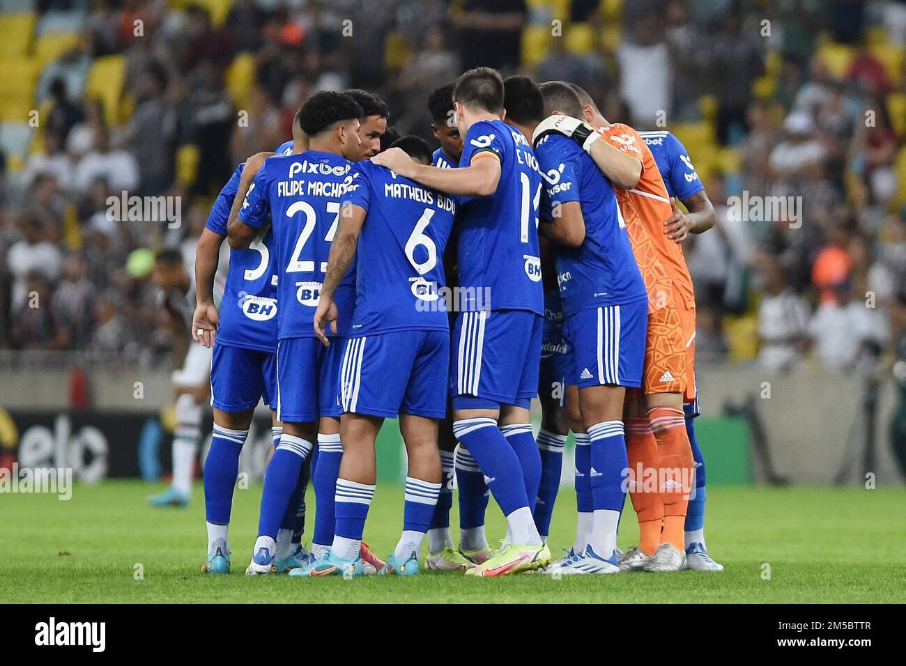 Rio de Janeiro, Brasile, 23 giugno 2022. Giocatori di calcio, della squadra Cruzeiro, durante la partita fluminense vs Cruzeiro per la Coppa del Brasile, a Mara Foto Stock