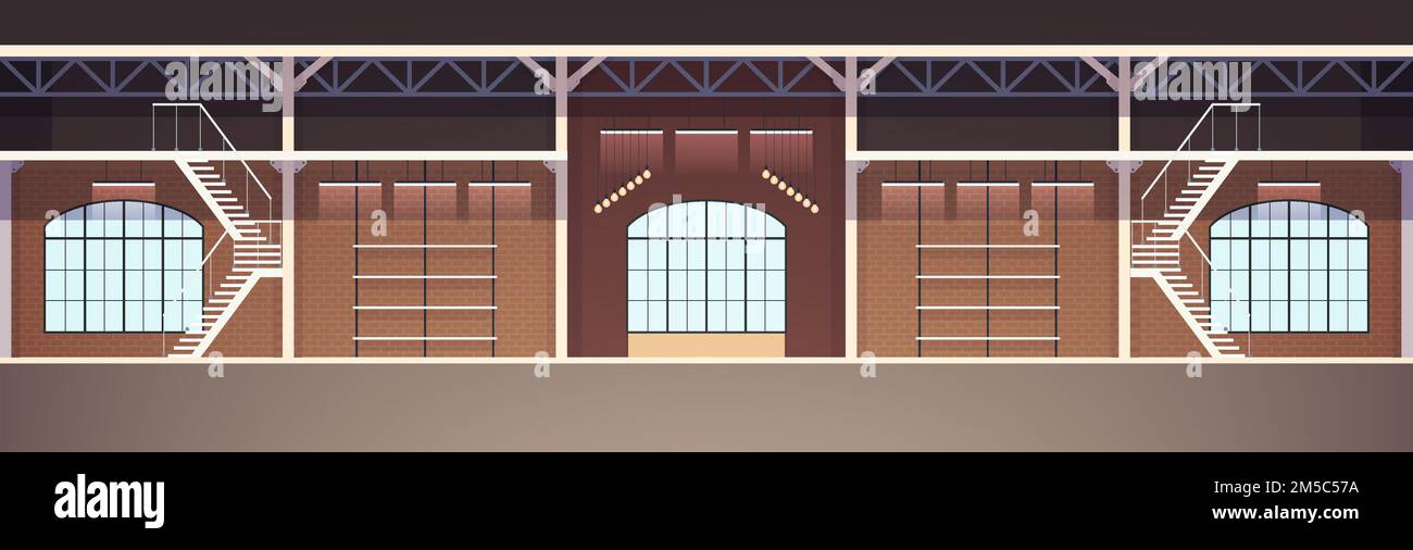 Design degli interni in stile loft. Monolocale vuoto. Illustrazione vettoriale Illustrazione Vettoriale