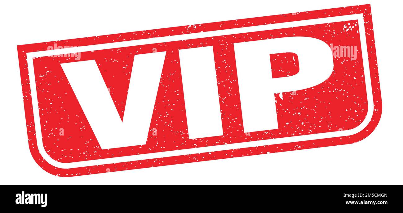 Testo VIP scritto su un cartello rosso con timbro grungo. Foto Stock