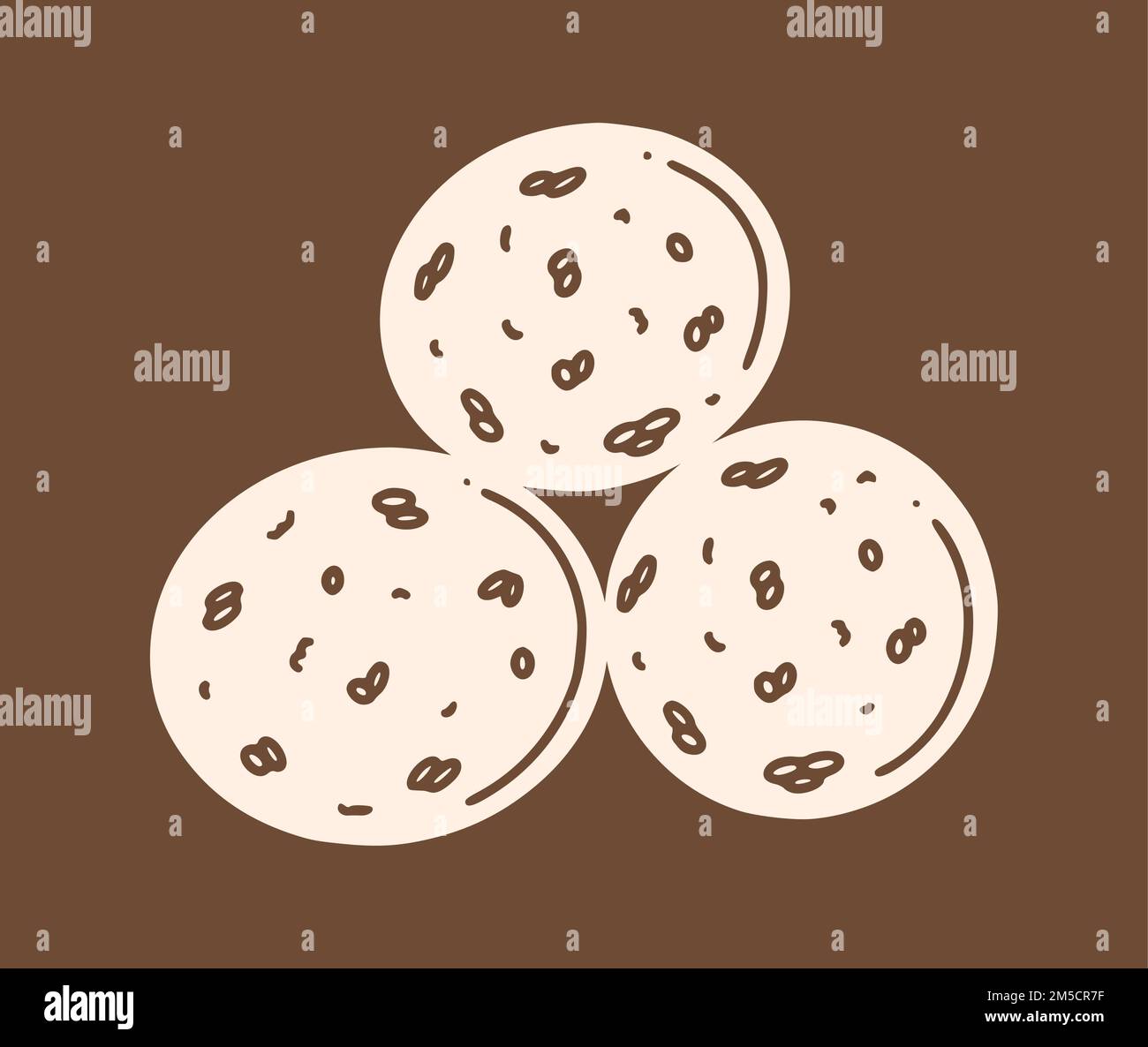 Palle di semi di sesamo, illustrazione vettoriale di jian dui. Jiandui dessert cinese di Capodanno in stile doodle. Illustrazione Vettoriale