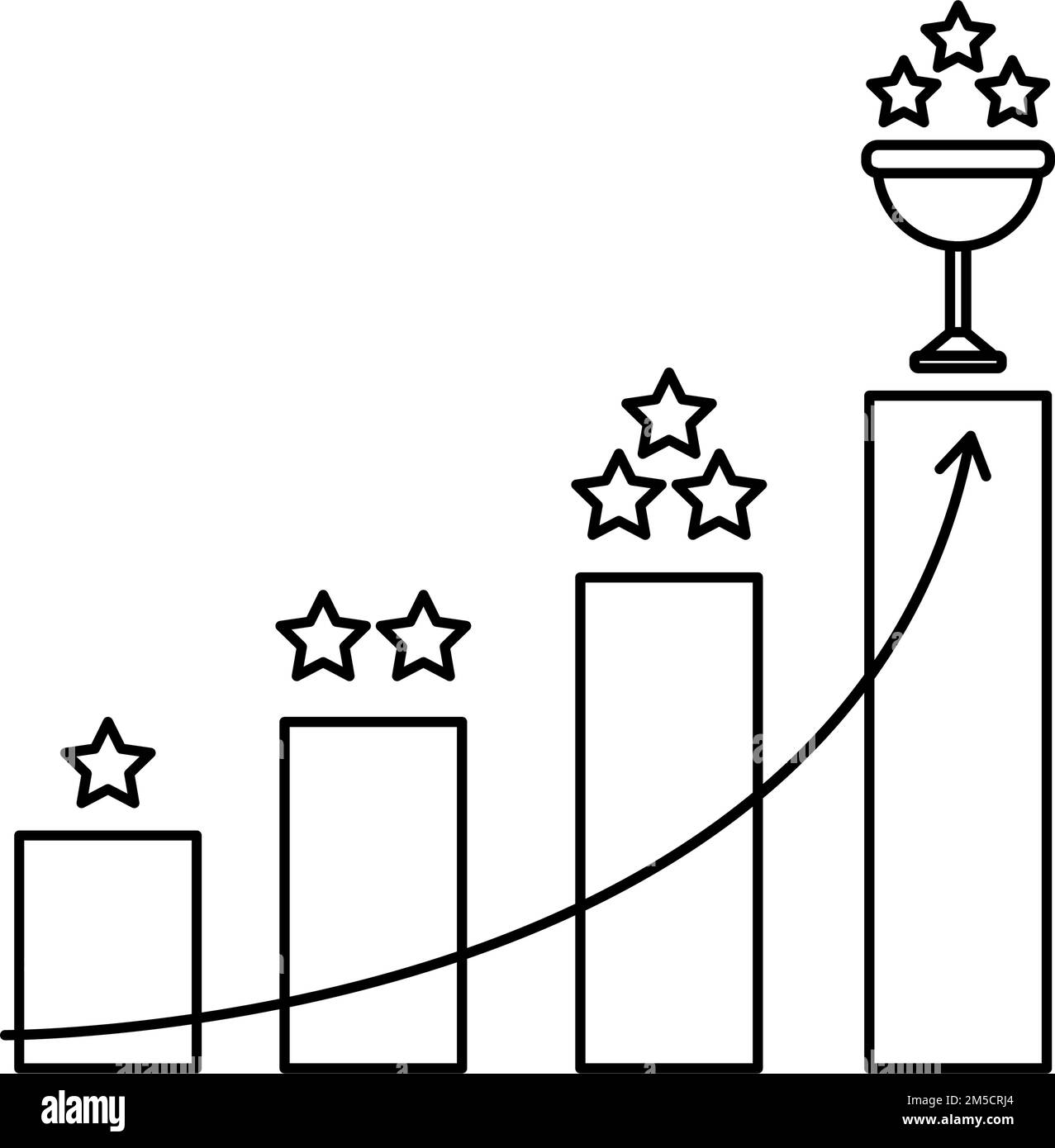 Icona linea scale ambizione. Illustrazione vettoriale del concetto della freccia di motivazione di carriera Illustrazione Vettoriale