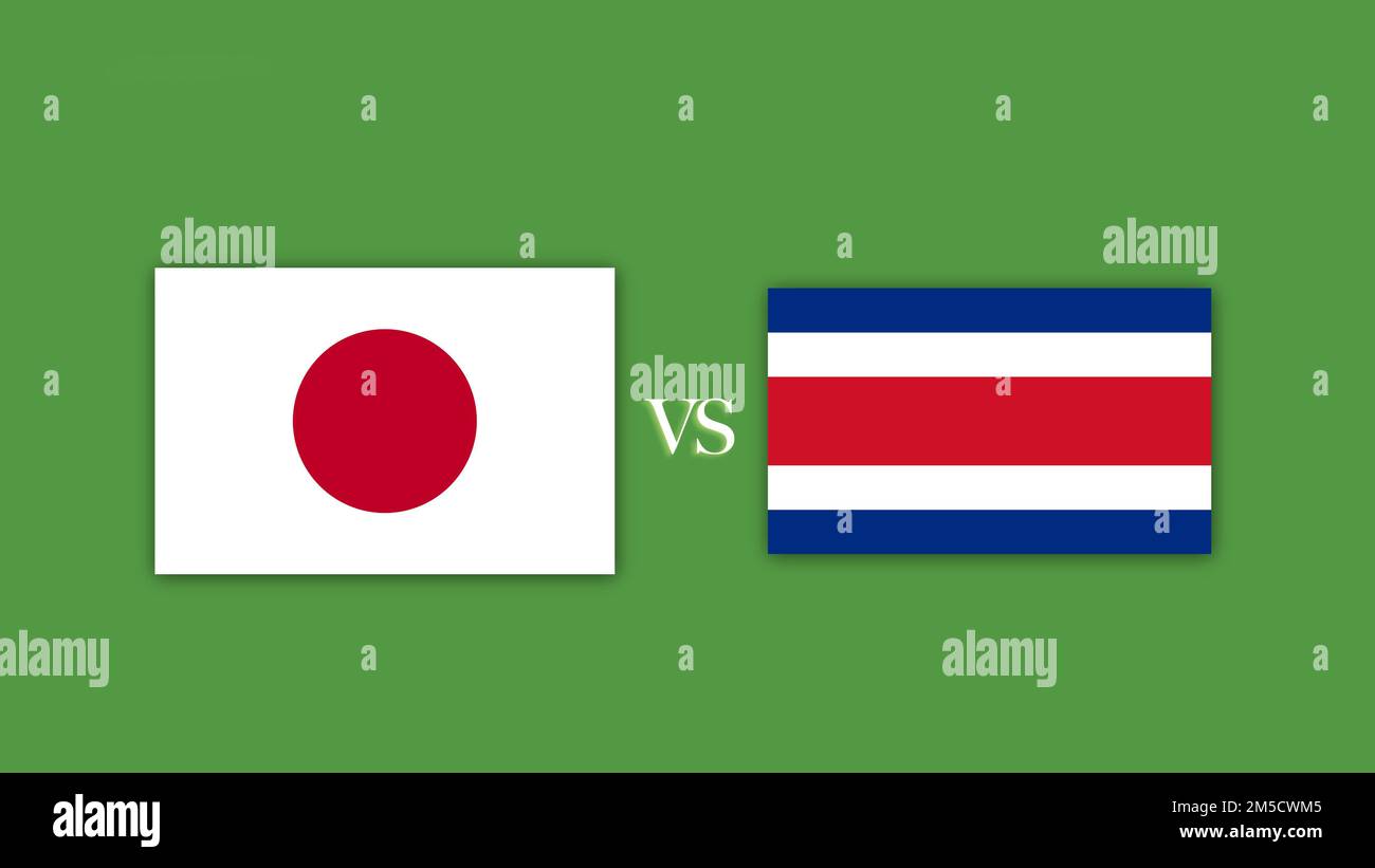 Elemento di design della partita di calcio tra Giappone e Costa Rica. Foto Stock