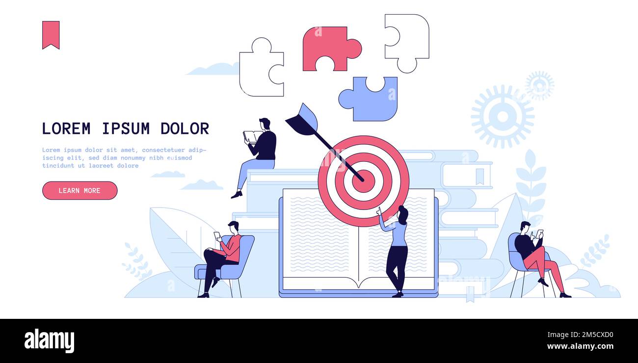 Target marketing, modello vettoriale della landing page SMM. Pubblicità business sito web homepage interfaccia idea con illustrazioni piatte. Strategia di promozione p Illustrazione Vettoriale