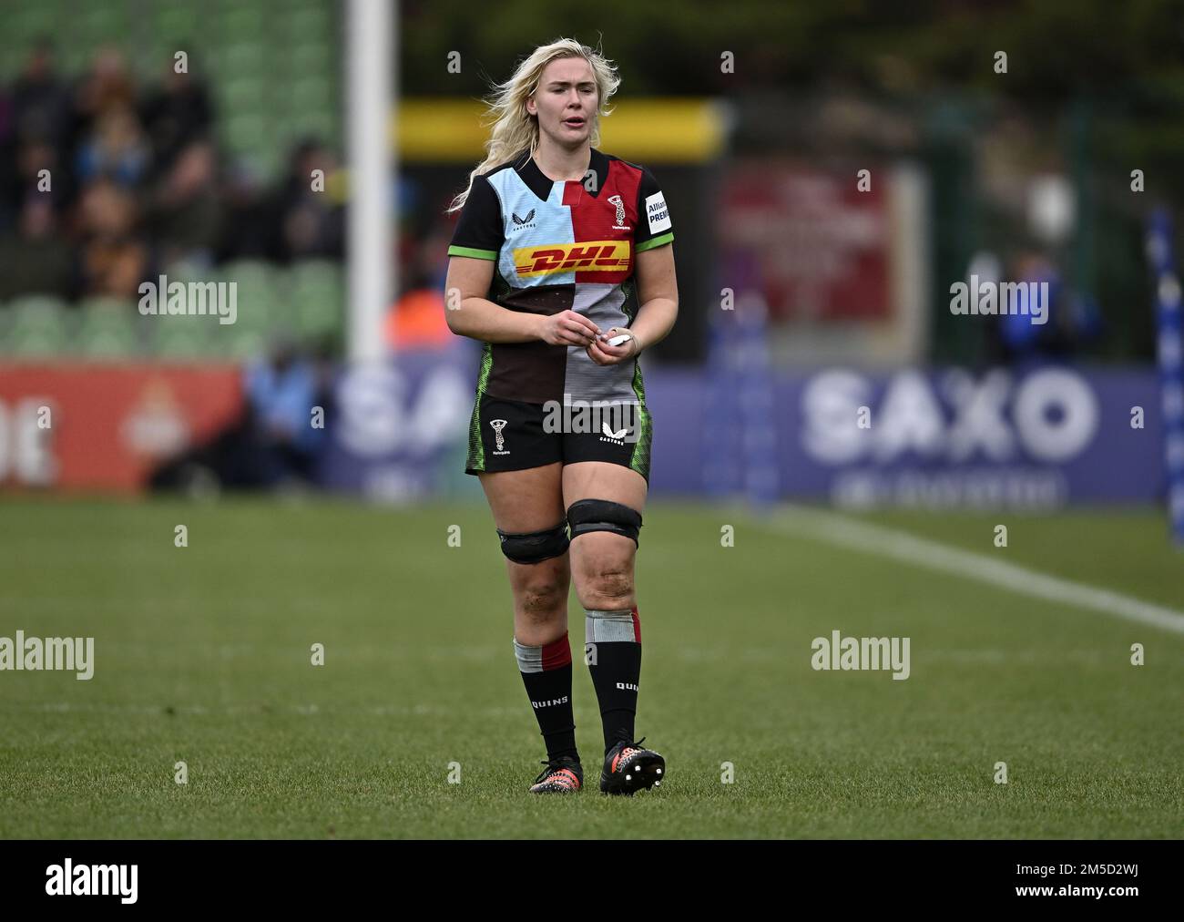 Twickenham, Regno Unito. 27th Dec, 2022. Allianz Premier 15s Rugby. Harlequins Donne V Bristol Bears Donne. Lo Stoop. Twickenham. Rosie Galligan (Harlequins) durante la partita di rugby Harlequins Women V Bristol Bears Women Allianz Premier 15s. Credit: Sport in Pictures/Alamy Live News Foto Stock