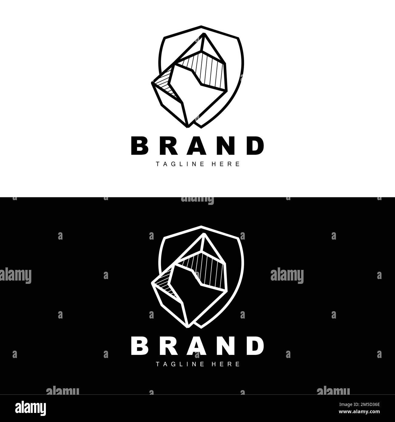 Logo in pietra, design in pietra Gem Line, diamante, cristallo, semplice elegante, vettore del marchio del prodotto, Pietra naturale icona Illustrazione Vettoriale