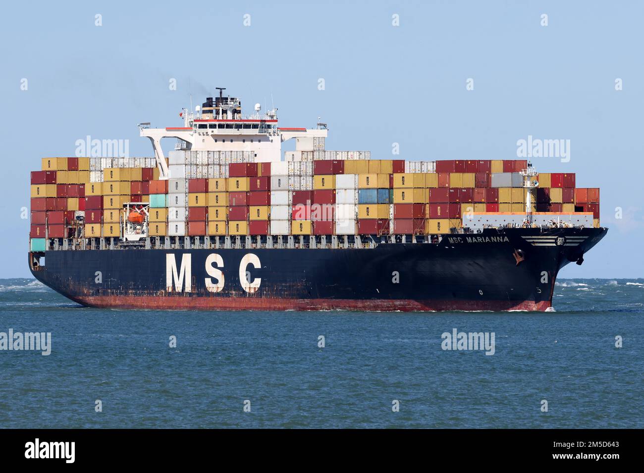 La nave container MSC Marianna arriva nel porto di Rotterdam il 31 agosto 2022. Foto Stock
