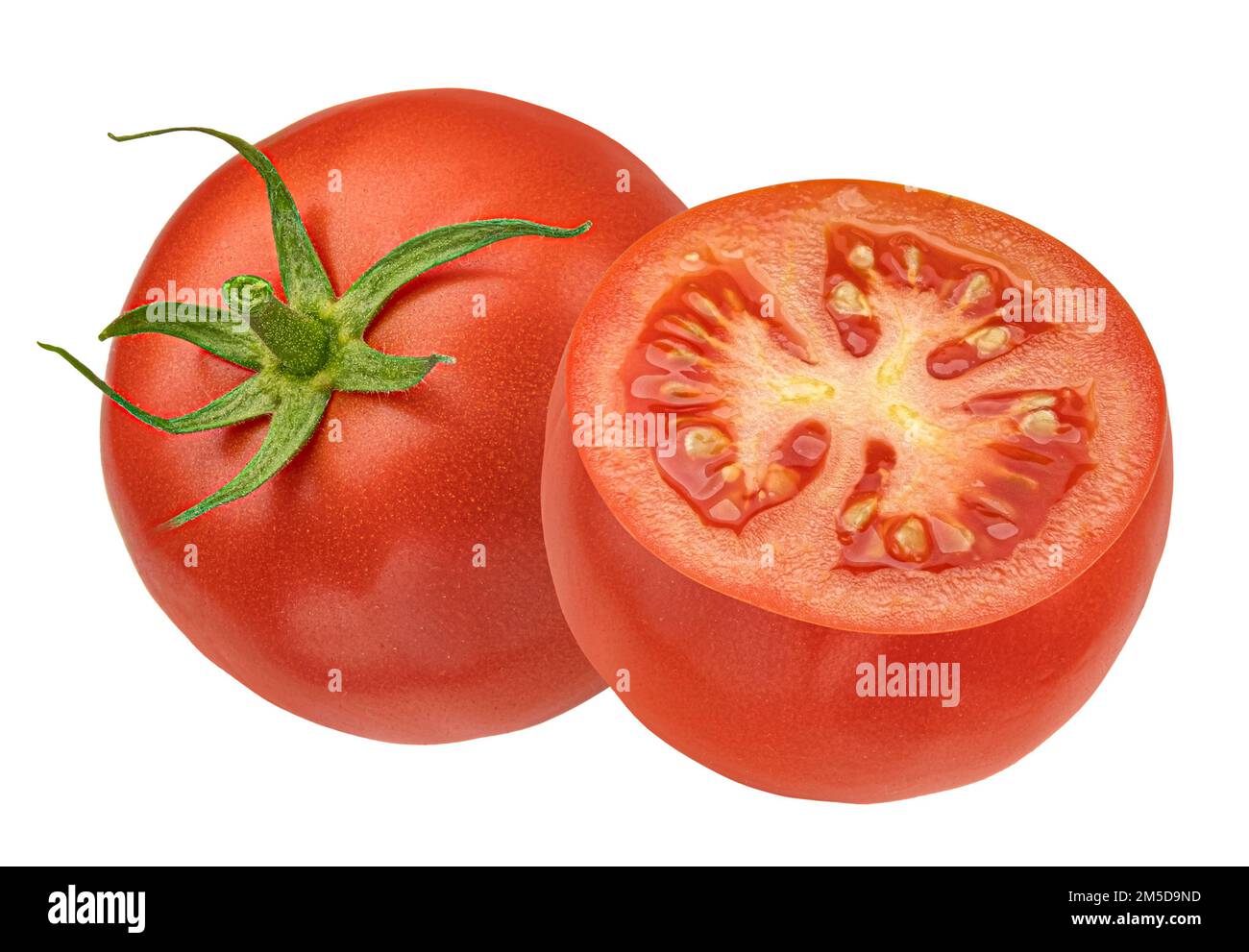 Pomodori ciliegia isolati su sfondo bianco Foto Stock