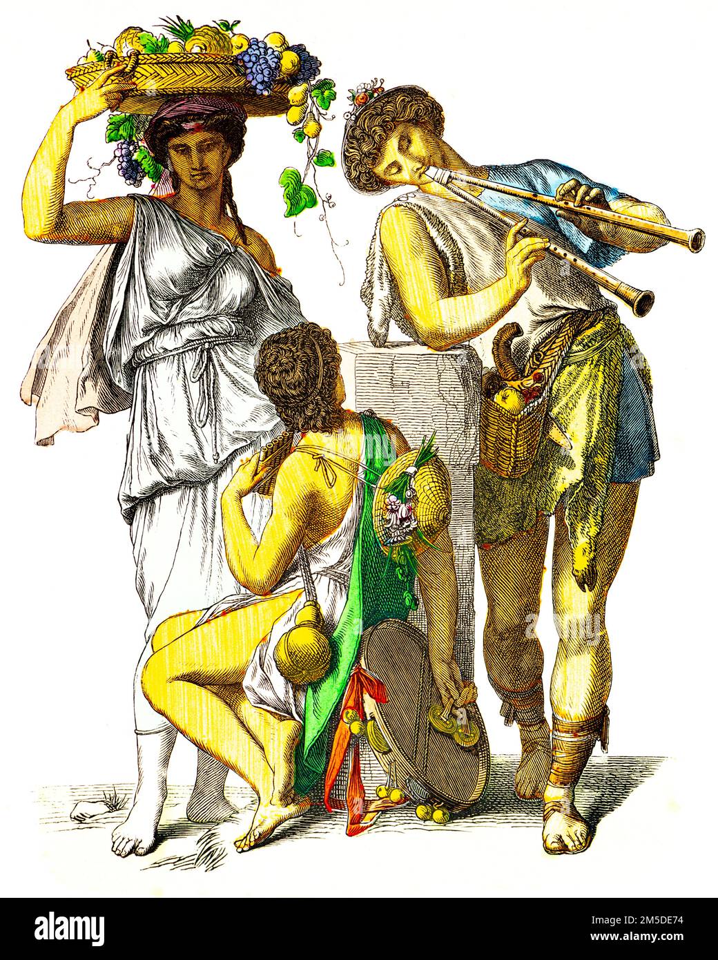Costumi storici del greco di tempi antichi, illustrazione storica colorata, Münchener Bilderbogen, München 1890 Foto Stock