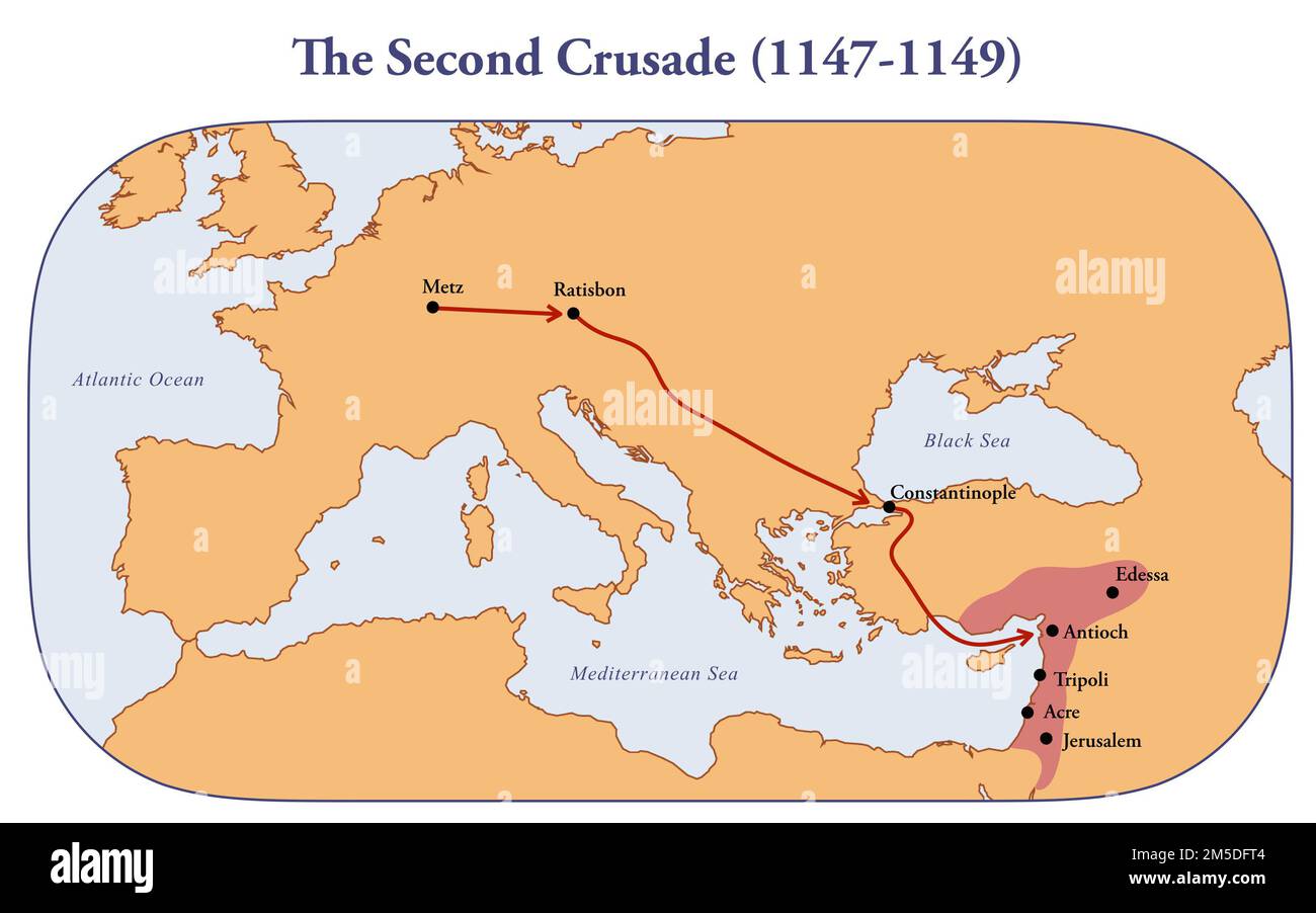 Mappa della seconda rotta di crociata Foto Stock