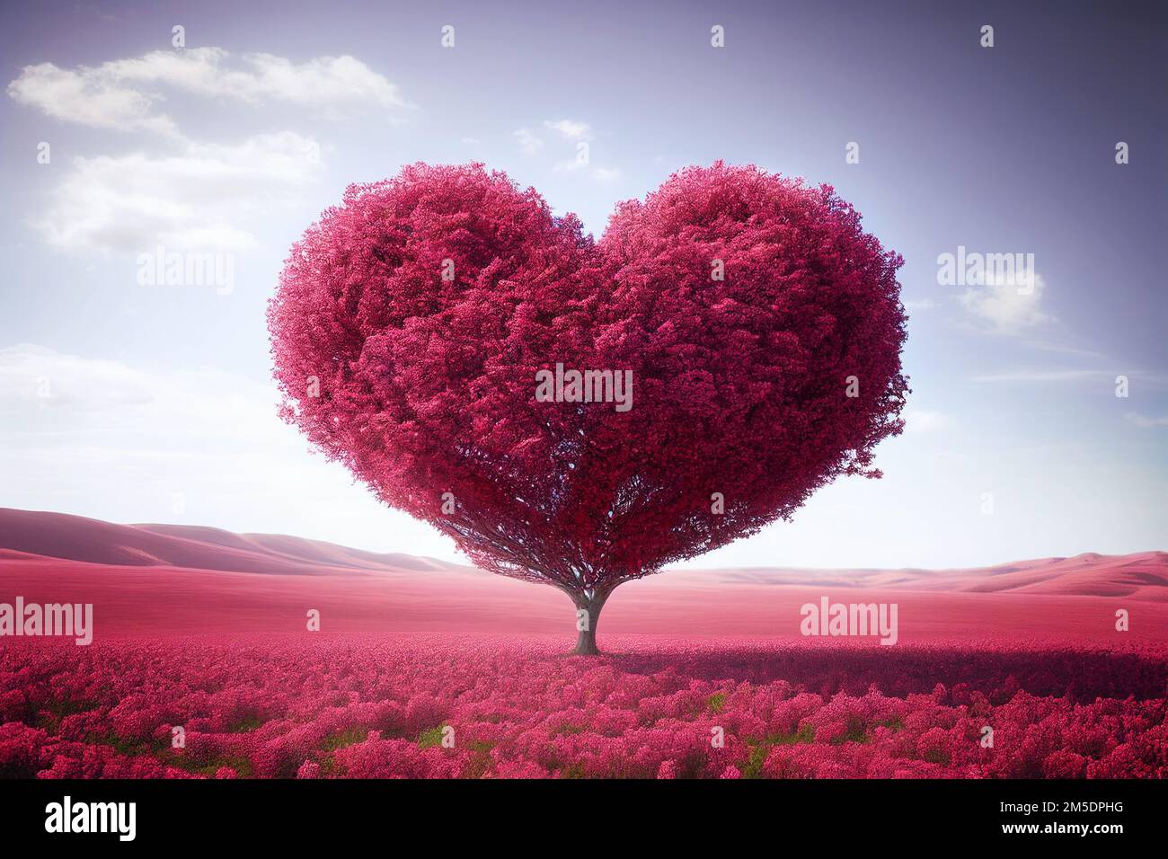 Amore. Albero del cuore. Albero a forma di cuore rosso. San Valentino  sfondo. Illustrazione del giorno di San Valentino Foto stock - Alamy