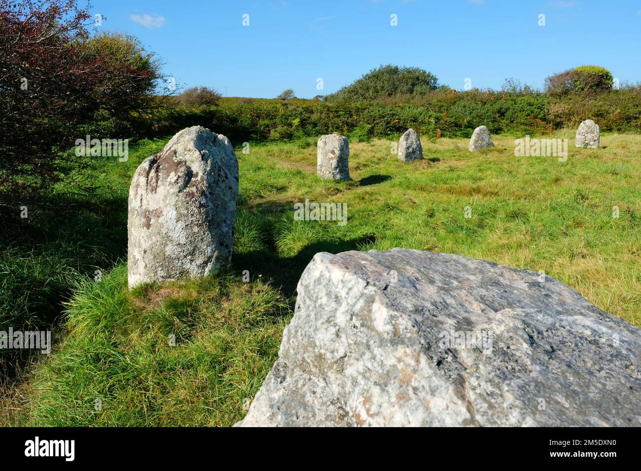 Bospawen-un cerchio di pietra nella Cornovaglia occidentale, Regno Unito - John Gollop Foto Stock