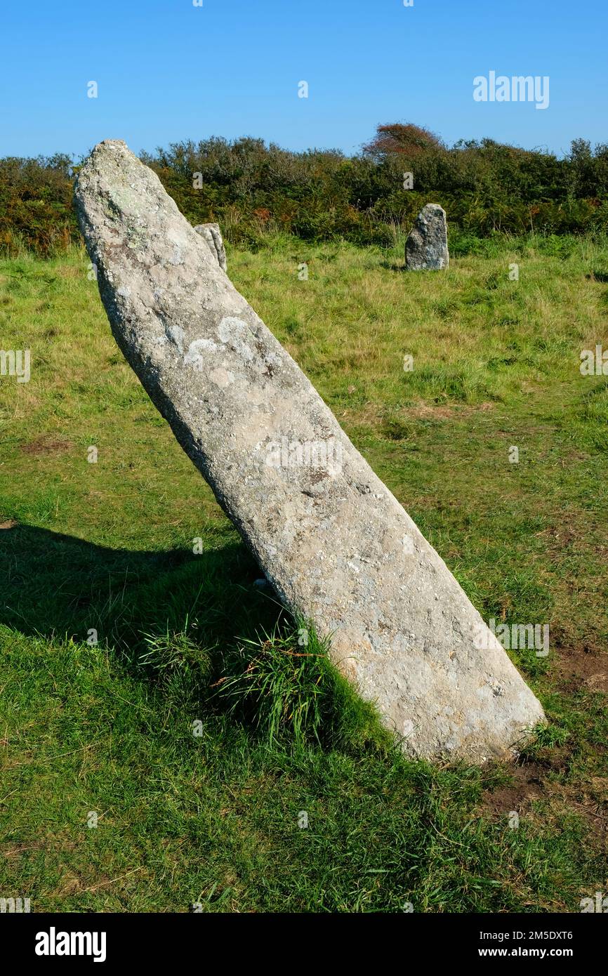 Bospawen-un cerchio di pietra nella Cornovaglia occidentale, Regno Unito - John Gollop Foto Stock