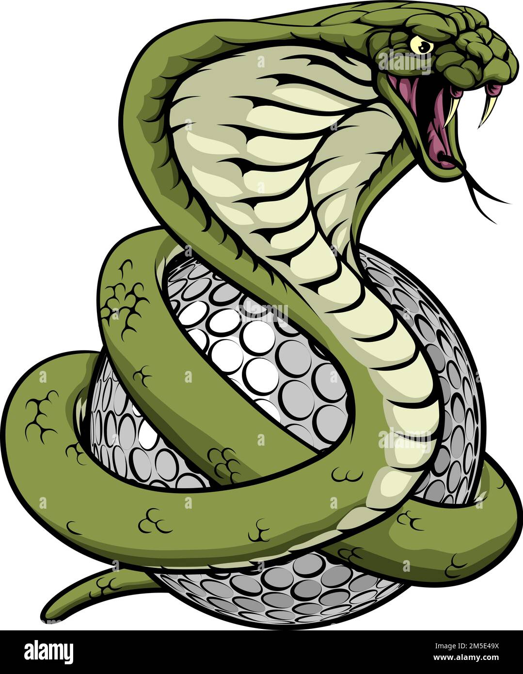 Cobra Snake Golf Ball Sports Team Cartoon Mascot Illustrazione Vettoriale