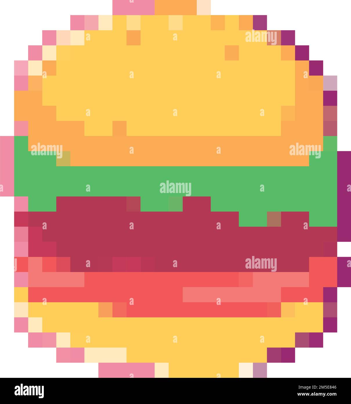 hamburger pixelato piatto Illustrazione Vettoriale