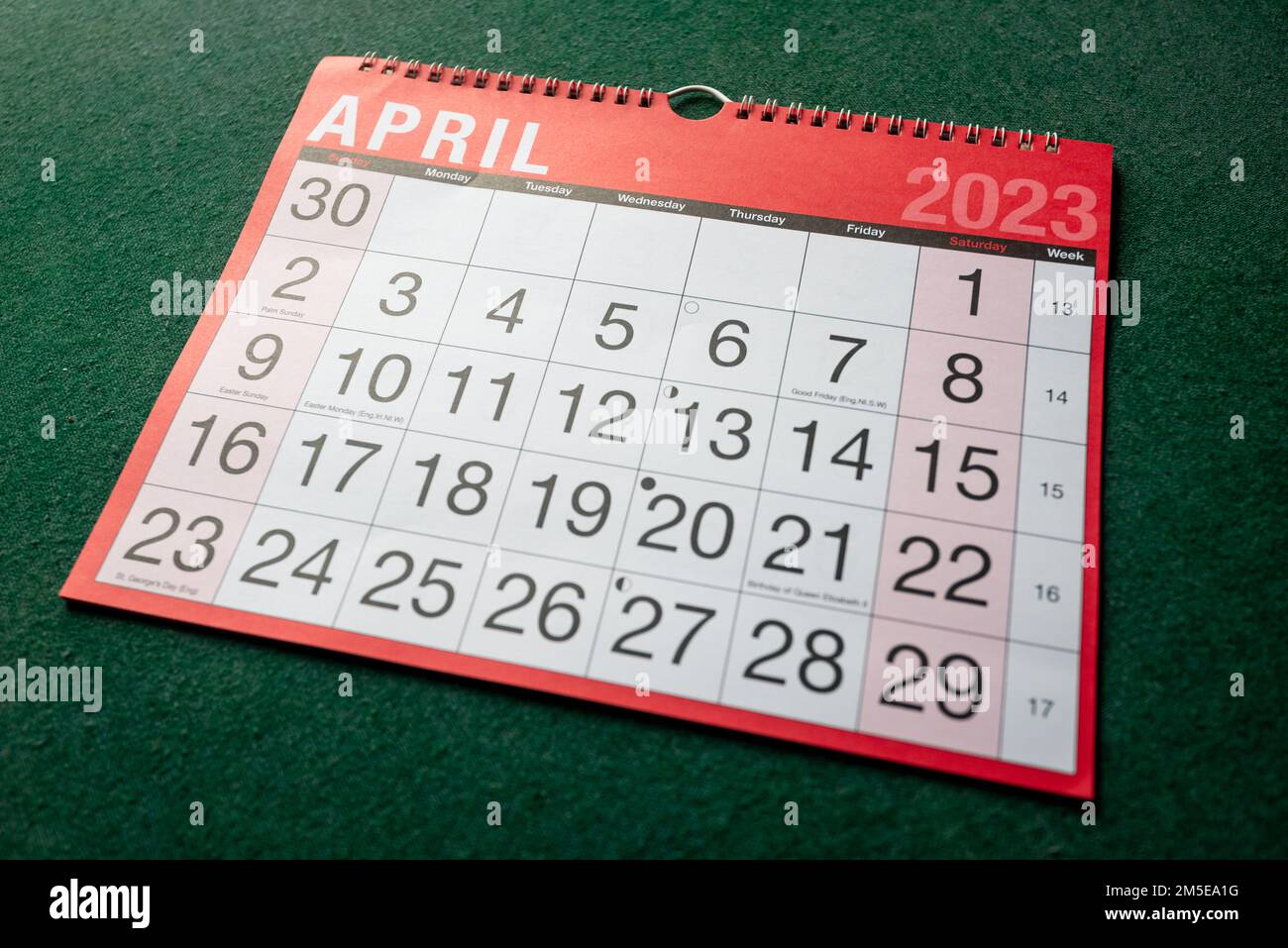 Calendario 2023, aprile, pianificatore mensile per parete e scrivania. Foto Stock