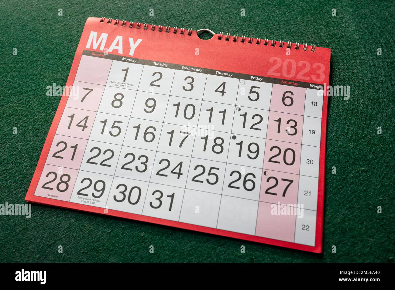 Calendario, 2023 maggio, pianificatore mensile per parete e scrivania. Foto Stock