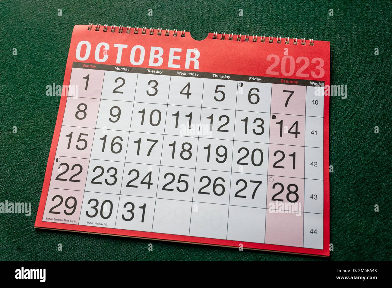 Calendario 2023, ottobre, pianificatore mensile per parete e scrivania. Foto Stock